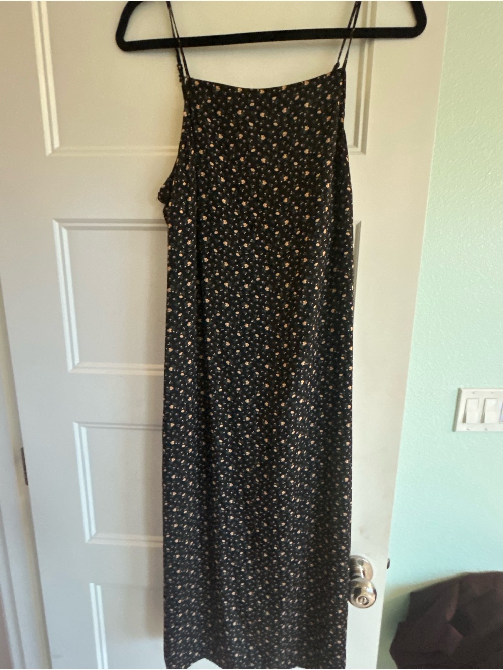 American Eagle Ditsy Floral Slip Dress Midi Adjustable Straps Back Cutout M
